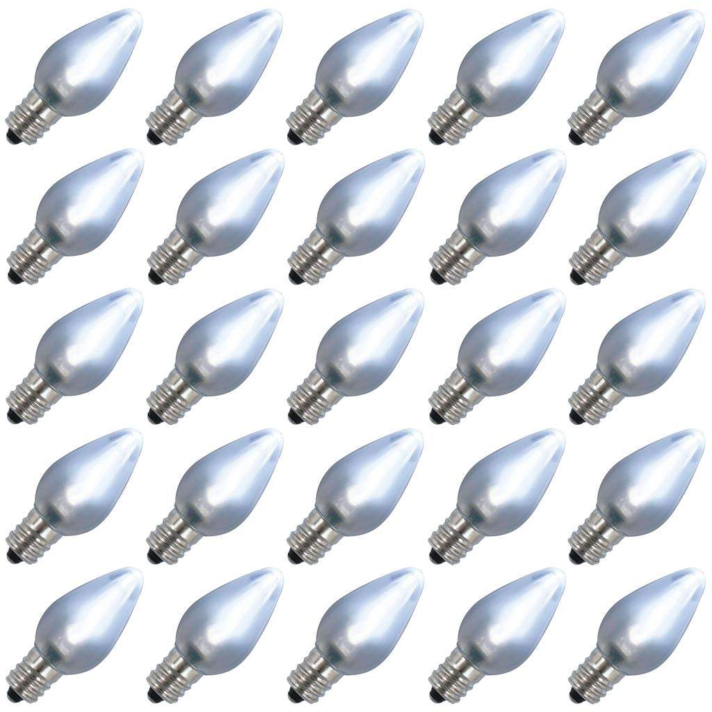 0.96 watt 130 volt C7 Candelabra Screw Base Cool White Twinkle LED (25 Pack) 1
