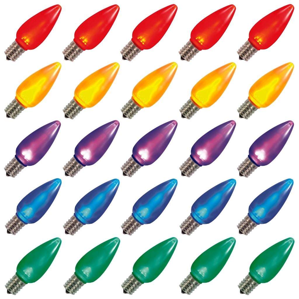 0.96 watt 130 volt C9 Intermediate Screw Multi-Color Twinkle LED (25 pack) 1