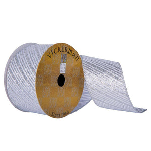 2.5"x30' Silver Glitter Diagonal Stripe Ribbon 1