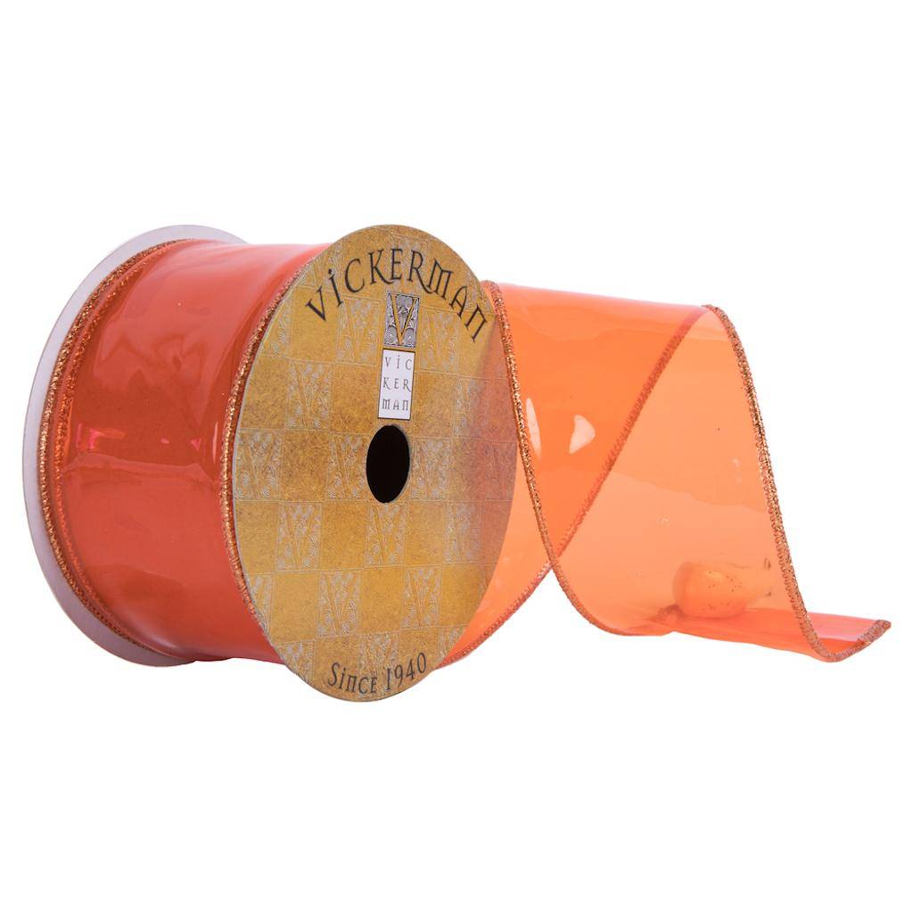 2.5"x30' Tangerine Transparent PVC Ribbon 1