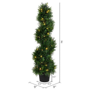 3' Artificial Cedar Spiral on Black Planters Pot 2