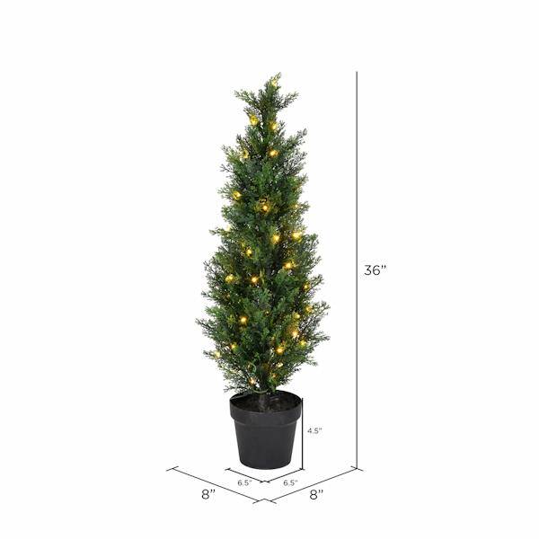 3' Artificial Green Cedar Tree in Black Plastic Pot 2