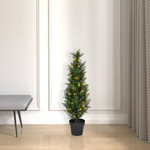 3' Artificial Green Cedar Tree in Black Plastic Pot 3