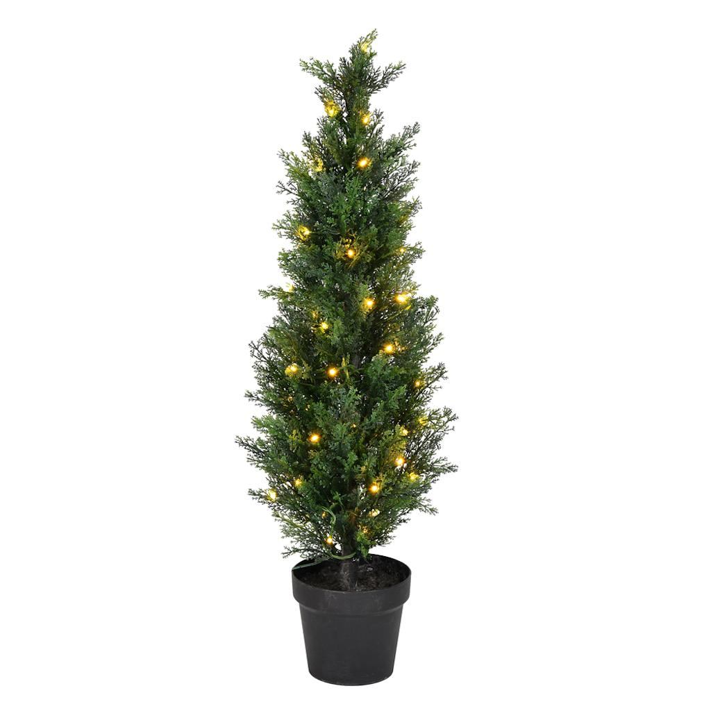 3' Artificial Green Cedar Tree in Black Plastic Pot 1