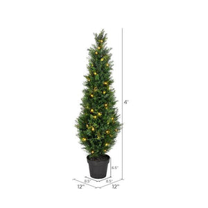 4' Artificial Green Cedar Tree in Black Plastic Pot 2