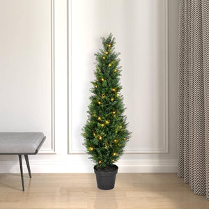 4' Artificial Green Cedar Tree in Black Plastic Pot 3