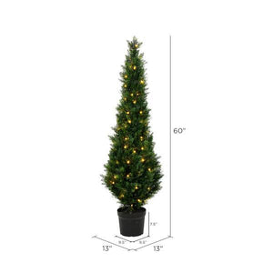 5' Artificial Green Cedar Tree in Black Plastic Pot 2