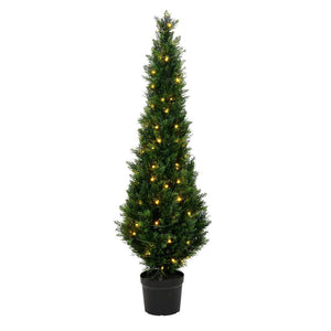 5' Artificial Green Cedar Tree in Black Plastic Pot 1