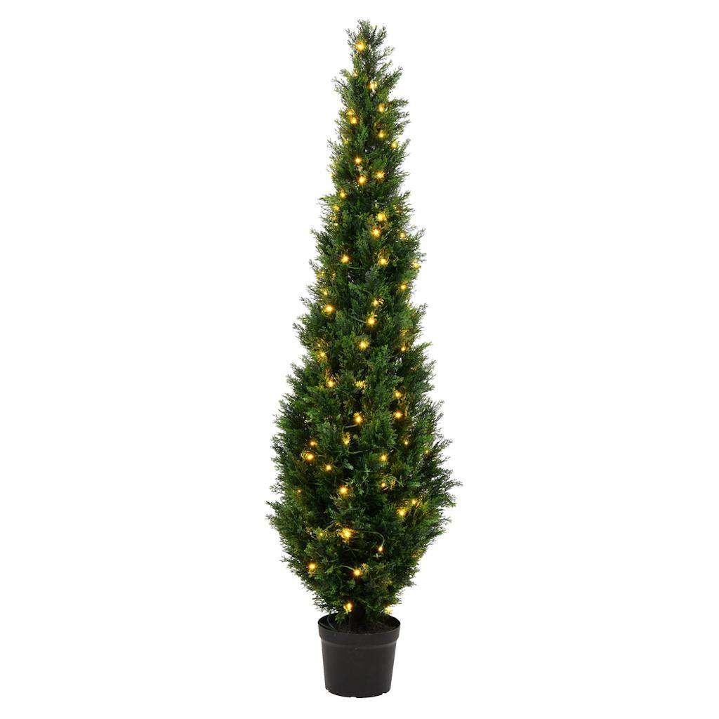 6' Artificial Green Cedar Tree in Black Plastic Pot 1