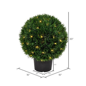 20" Artificial Cedar Ball in Black Planters Pot 2