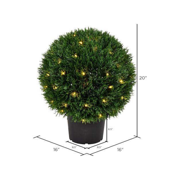 20" Artificial Cedar Ball in Black Planters Pot 2