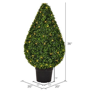 36" Artificial Boxwood Teardrop Topiary Potted in a Black Planters Pot 2