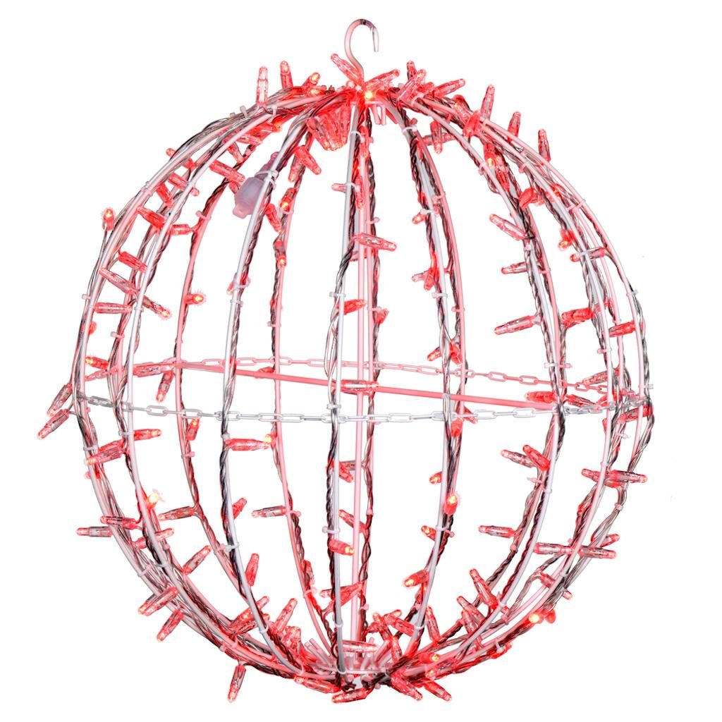 180 Light 20" Transparent Cable White Powder Coated Frame Red Jumbo LED Sphere 1