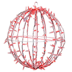 180 Light 20" Transparent Cable White Powder Coated Frame Red Jumbo LED Sphere 1