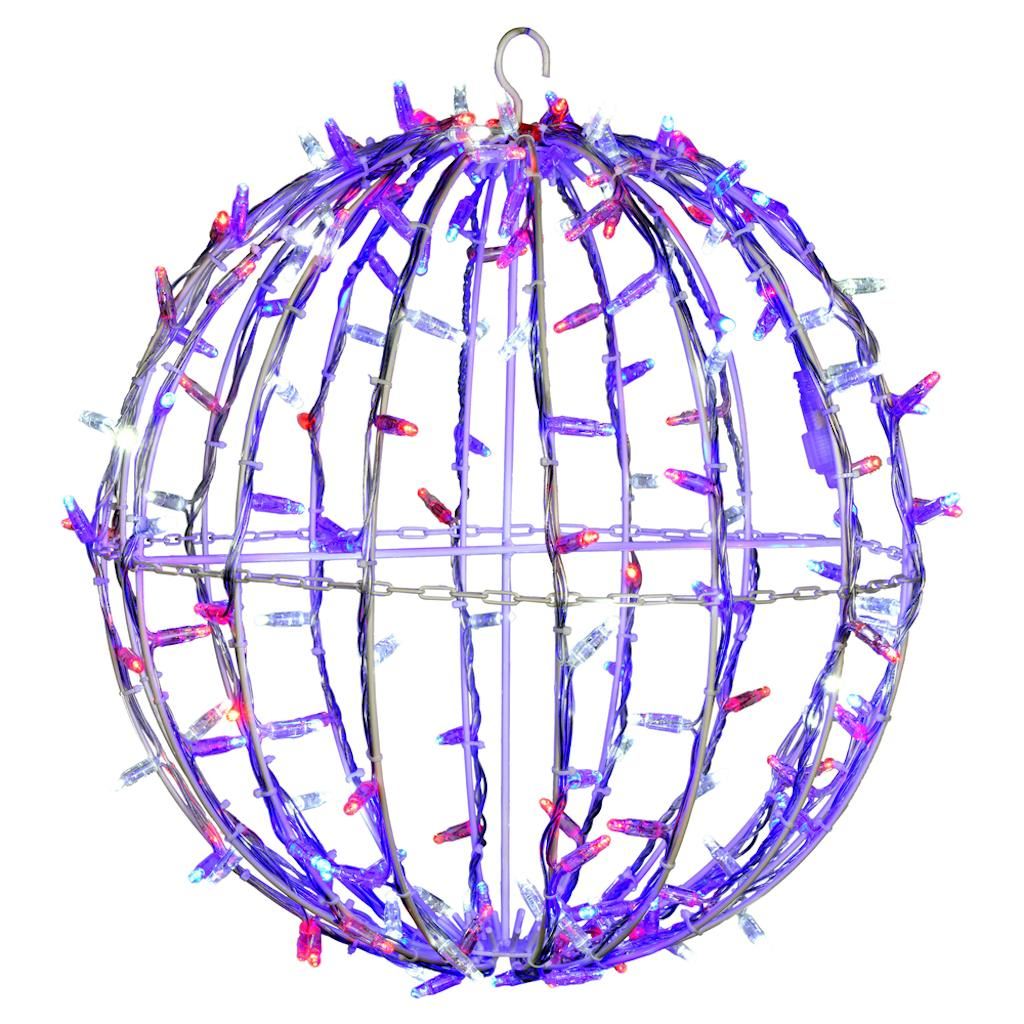 480 Light 40" Transparent Cable White Powder Coated Frame Red/White/Blue Jumbo LED Sphere 1
