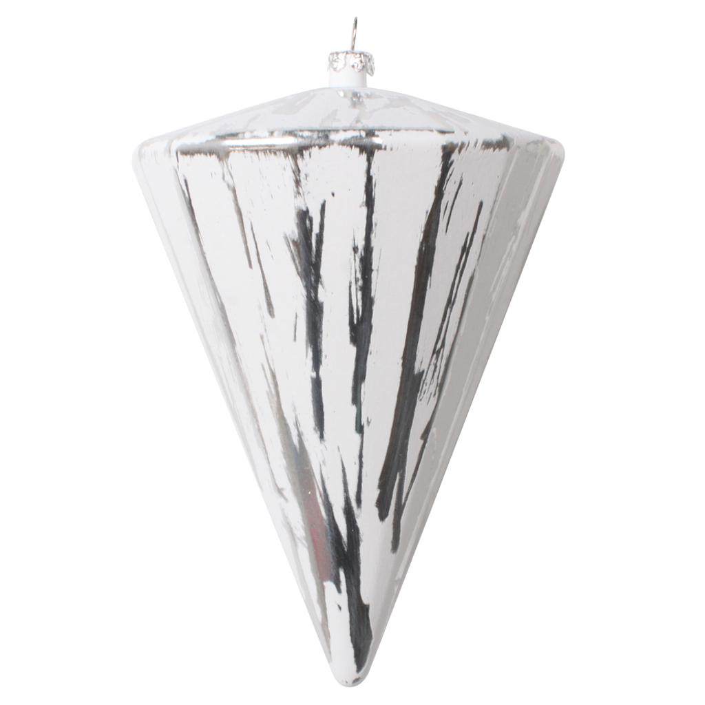 6" Silver Brushed Cone Christmas Ornament (4 Pack) 1