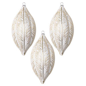 6" Gold Brushed Feather Drop Style Christmas Ornament (3 Pack) 2