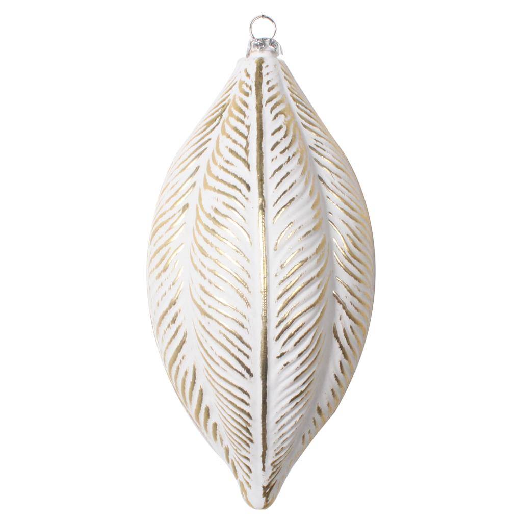 6" Gold Brushed Feather Drop Style Christmas Ornament (3 Pack) 1
