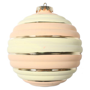4" Peach Horizontal Stripe Ball Christmas Ornament (4 Pack) 1
