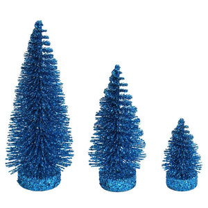 3"/5"/7" Turquoise Glitter Oval Pine Artificial Christmas Tree (3 Pack) 1