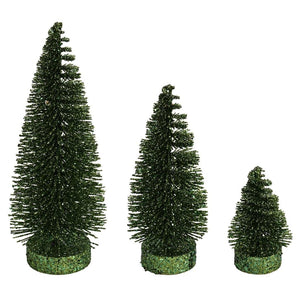 3"/5"/7" Moss Green Glitter Oval Pine Artificial Christmas Tree (3 Pack) 1