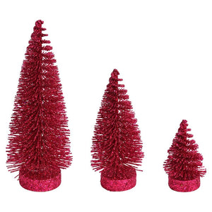 3"/5"/7" Burgundy Oval Pine Artificial Christmas Tree (3 Pack) 1