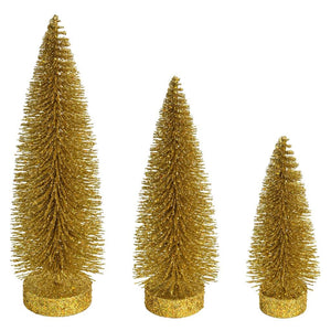 7"/9"/11" Gold Glitter Oval Pine Artificial Christmas Tree (3 Pack) 1
