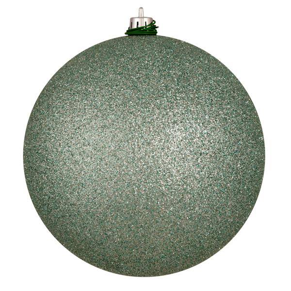 4" Gray Mint Glitter Ball Christmas Ornament (6 Pack) 2