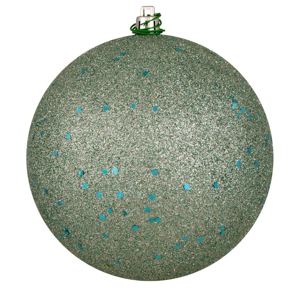 4" Gray Mint Sequin Ball Christmas Ornament (6 Pack) 1