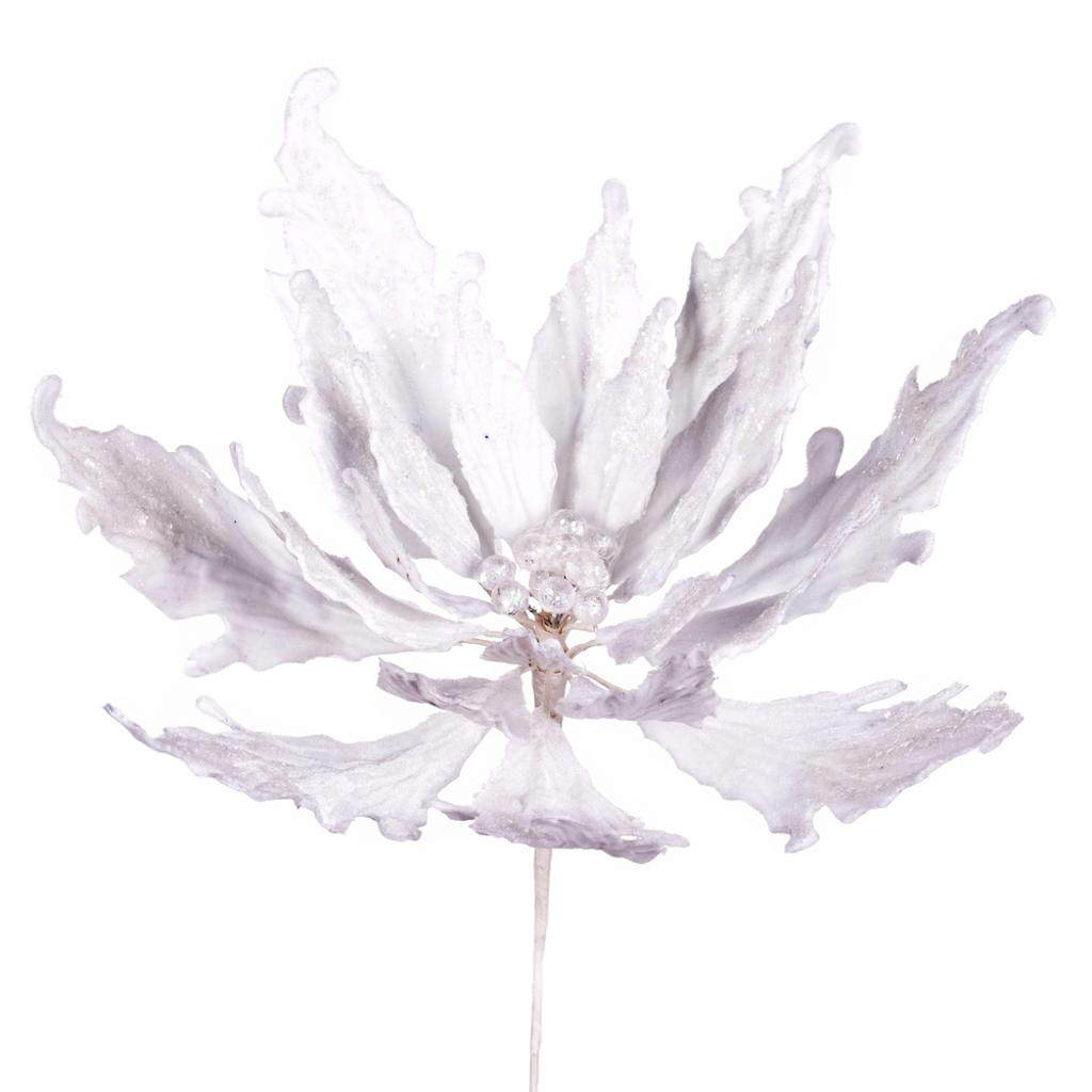 16" x 22" White Velvet Sequin Poinsettia 1