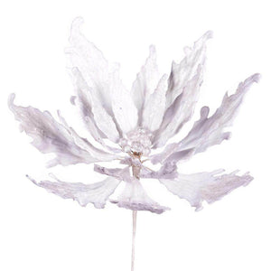 16" x 22" White Velvet Sequin Poinsettia 1