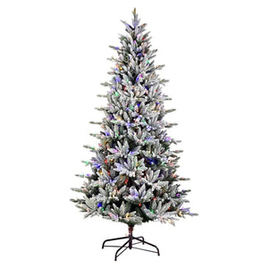 5.5' x 34" Flocked Vail Pine 300 Multi-Colored Lights Artificial Christmas Tree 1