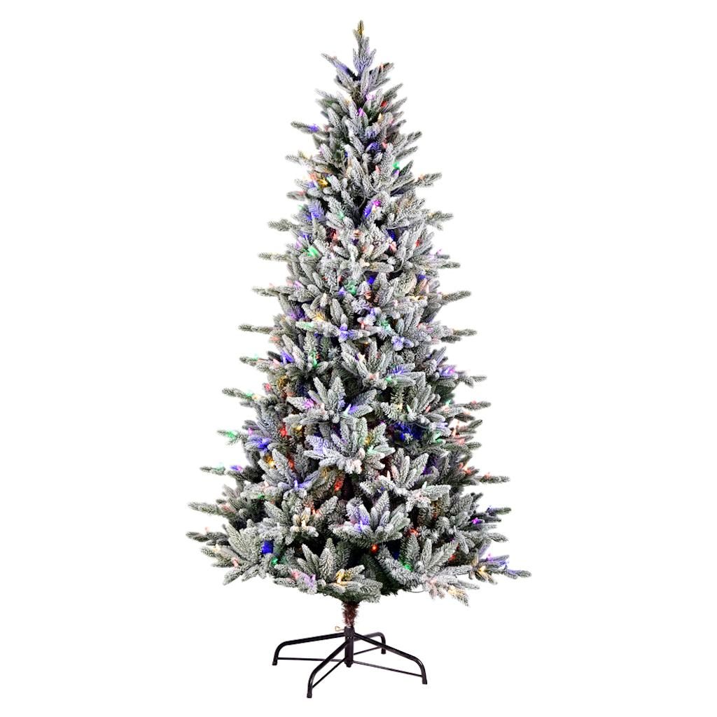 6.5' x 38" Flocked Vail Pine 450 Multi-Colored Lights Artificial Christmas Tree 1