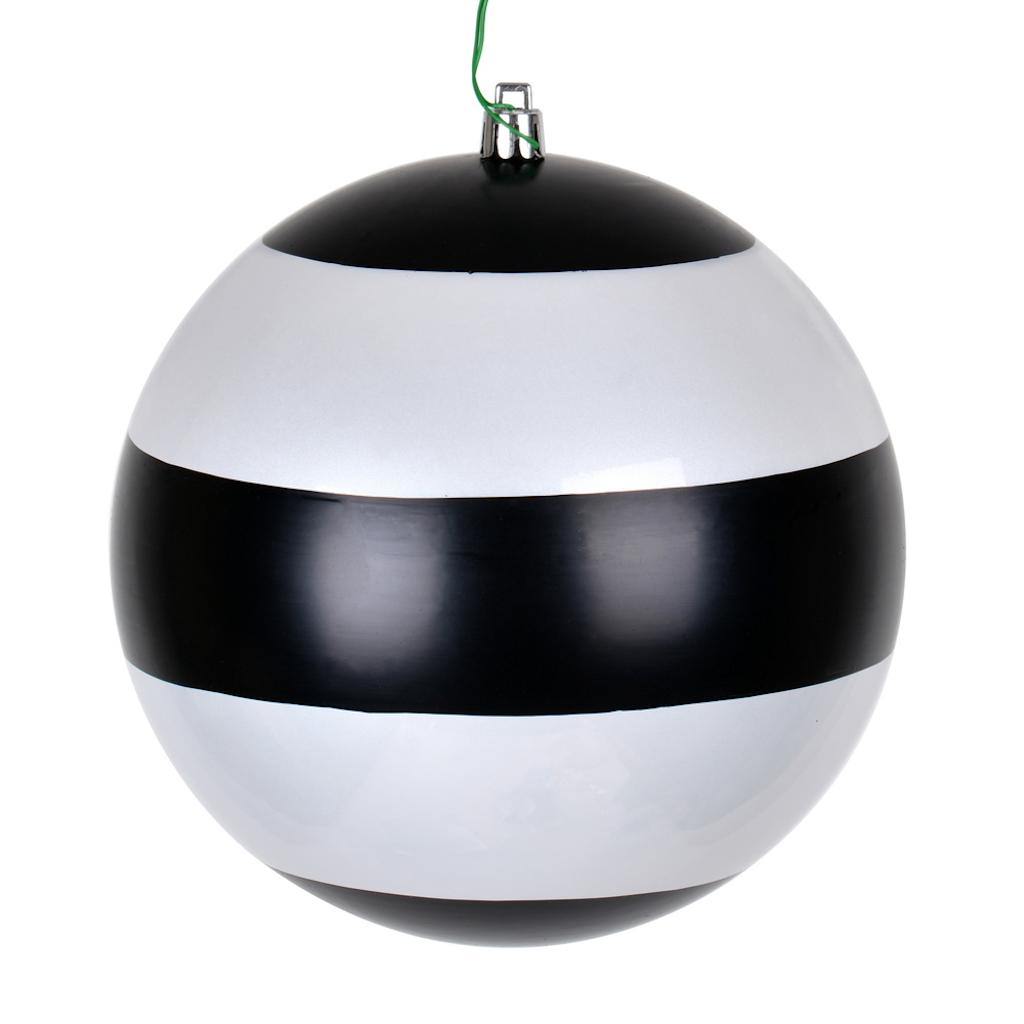 6" Black/White Striped Pearl Christmas Ornament (4 Pack) 1