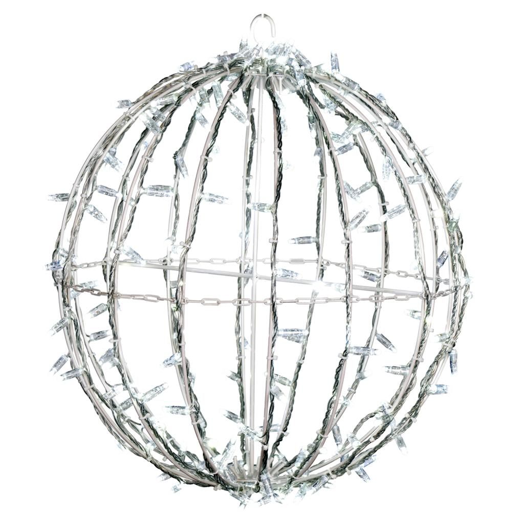 180 Light 20" Transparent Wire White Powder Coated Frame Cool White Twinkle Jumbo Led Sphere 1
