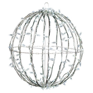180 Light 20" Transparent Wire White Powder Coated Frame Cool White Twinkle Jumbo Led Sphere 1