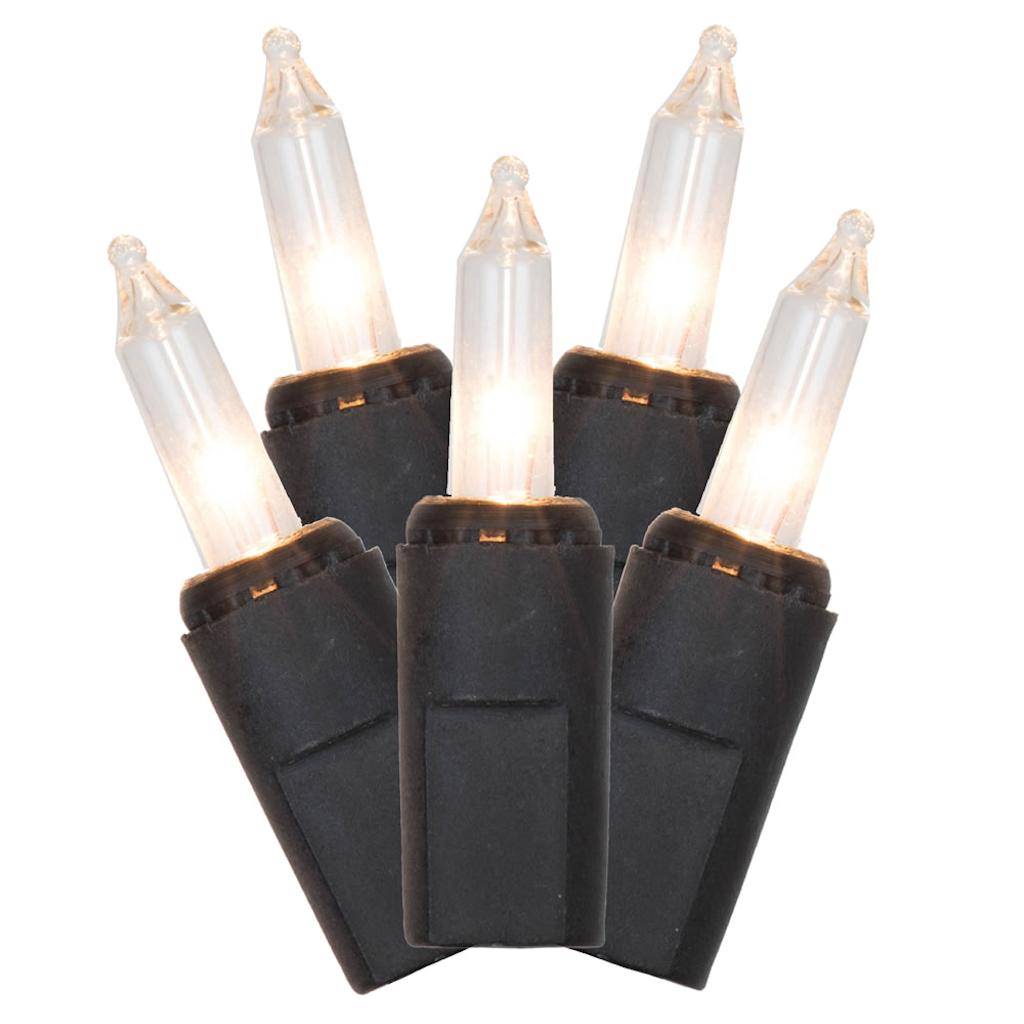 50 Light 37.5' Black Wire Warm White LED Miniature String with 6" Spacing 1