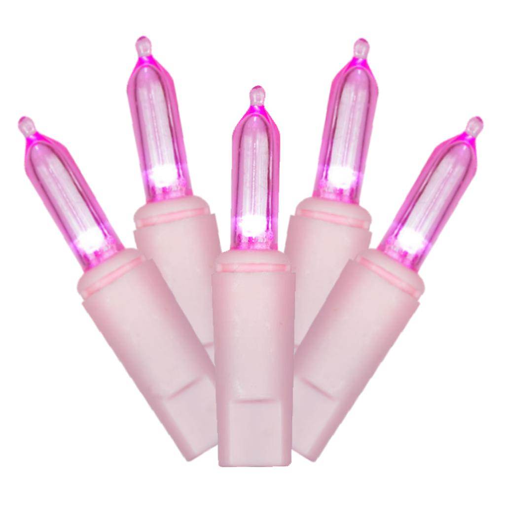 50 Light 37.5' Pink Wire Pink LED Miniature String with 9" Spacing 1