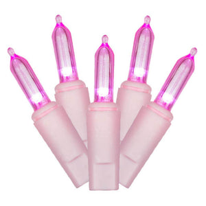 50 Light 37.5' Pink Wire Pink LED Miniature String with 9" Spacing 1