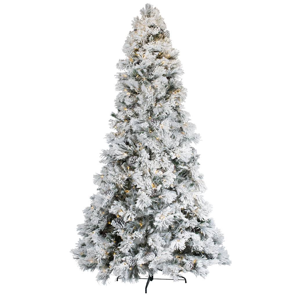 9' x 59" Flocked Half Atka Pine 400 Warm White Lights Artificial Christmas Tree 1