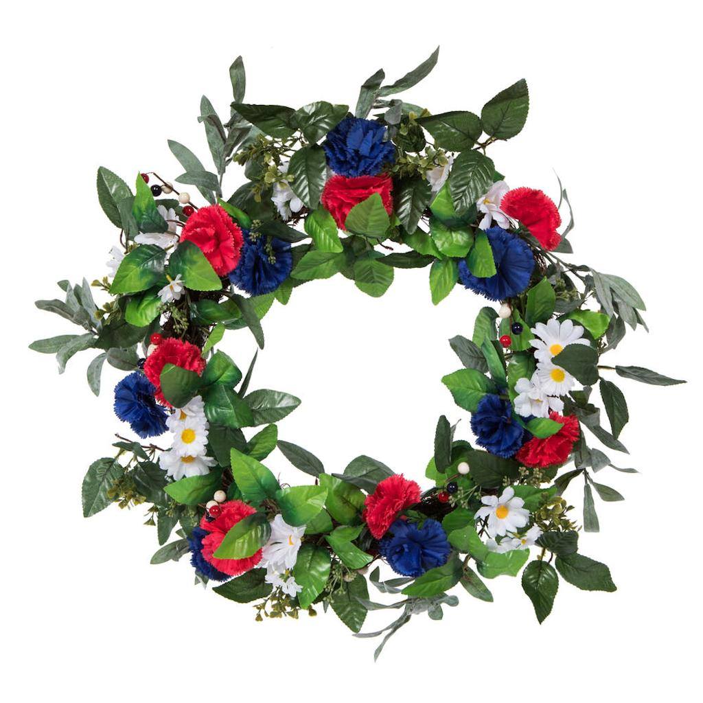 22" Artificial Red/White/Blue Patriot Floral Christmas Wreath 1