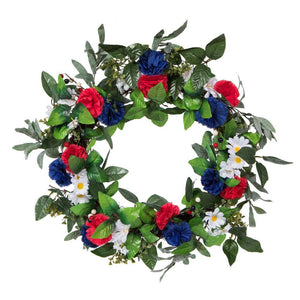 22" Artificial Red/White/Blue Patriot Floral Christmas Wreath 1