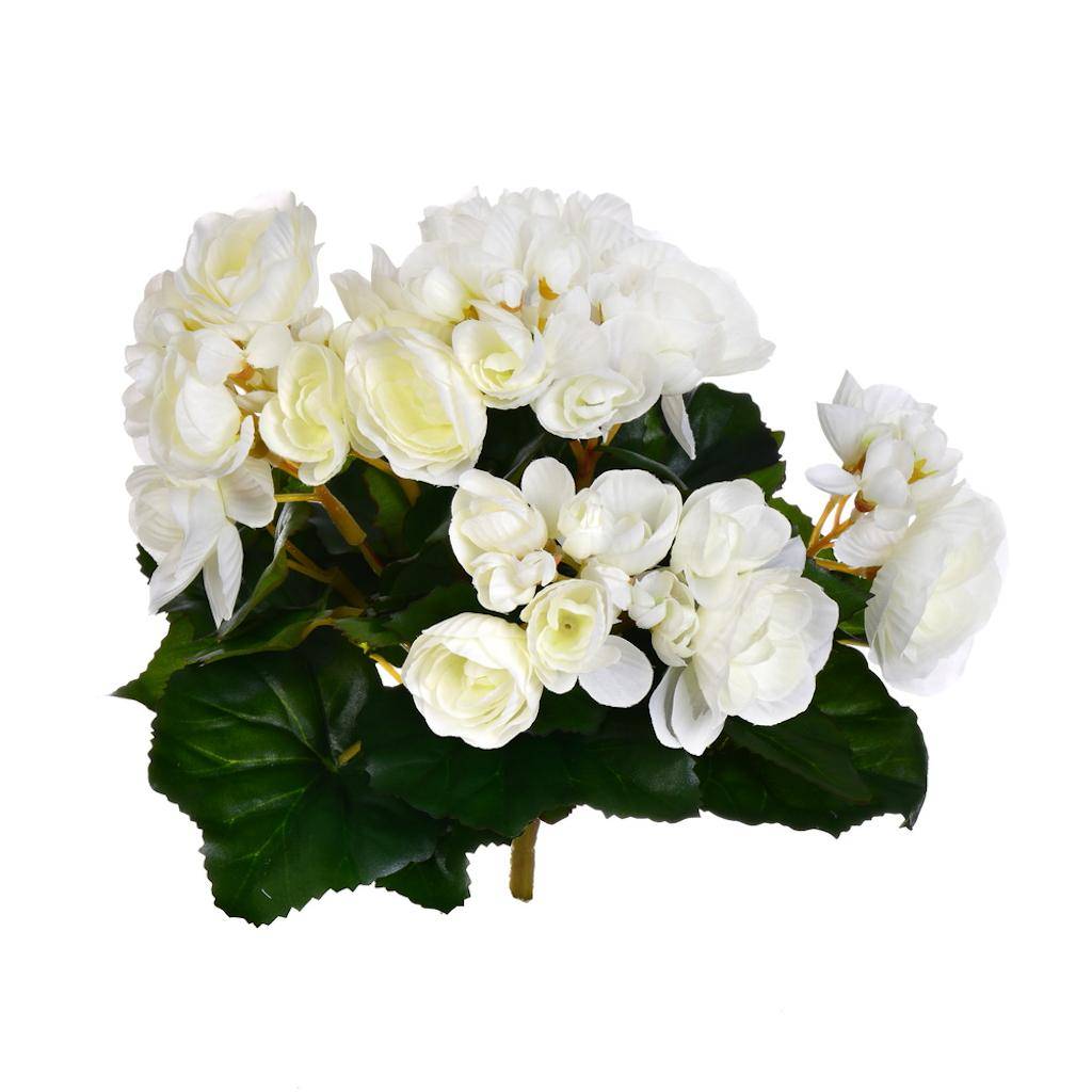 9.5" Artificial White Begonia Bush 1