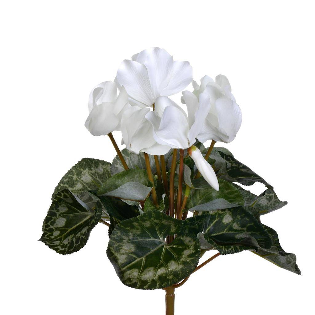 11" Artificial White Cyclamen Bush 1