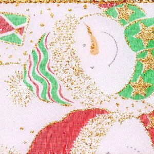 2.5" x 10Yd White Mesh Snowman Wired Edge Ribbon 2
