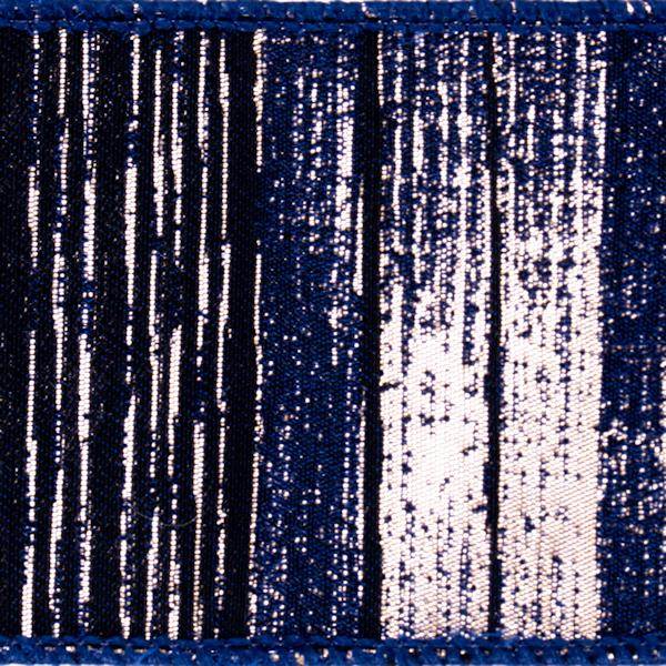 2.5" x 10Yd Navy / Gold Abstract Line Ribbon 2