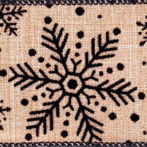 2.5" x 10Yd Cream Black Snowflake Ribbon 2