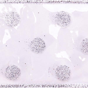 2.5" x 10Yd Clear PVC Silver Spots Ribbon 2