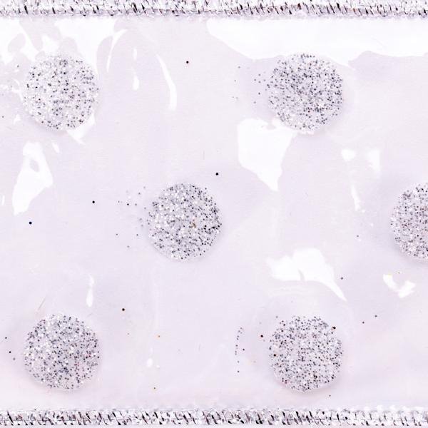 2.5" x 10Yd Clear PVC Silver Spots Ribbon 2