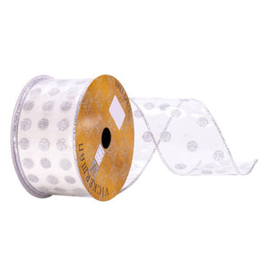 2.5" x 10Yd Clear PVC Silver Spots Ribbon 1
